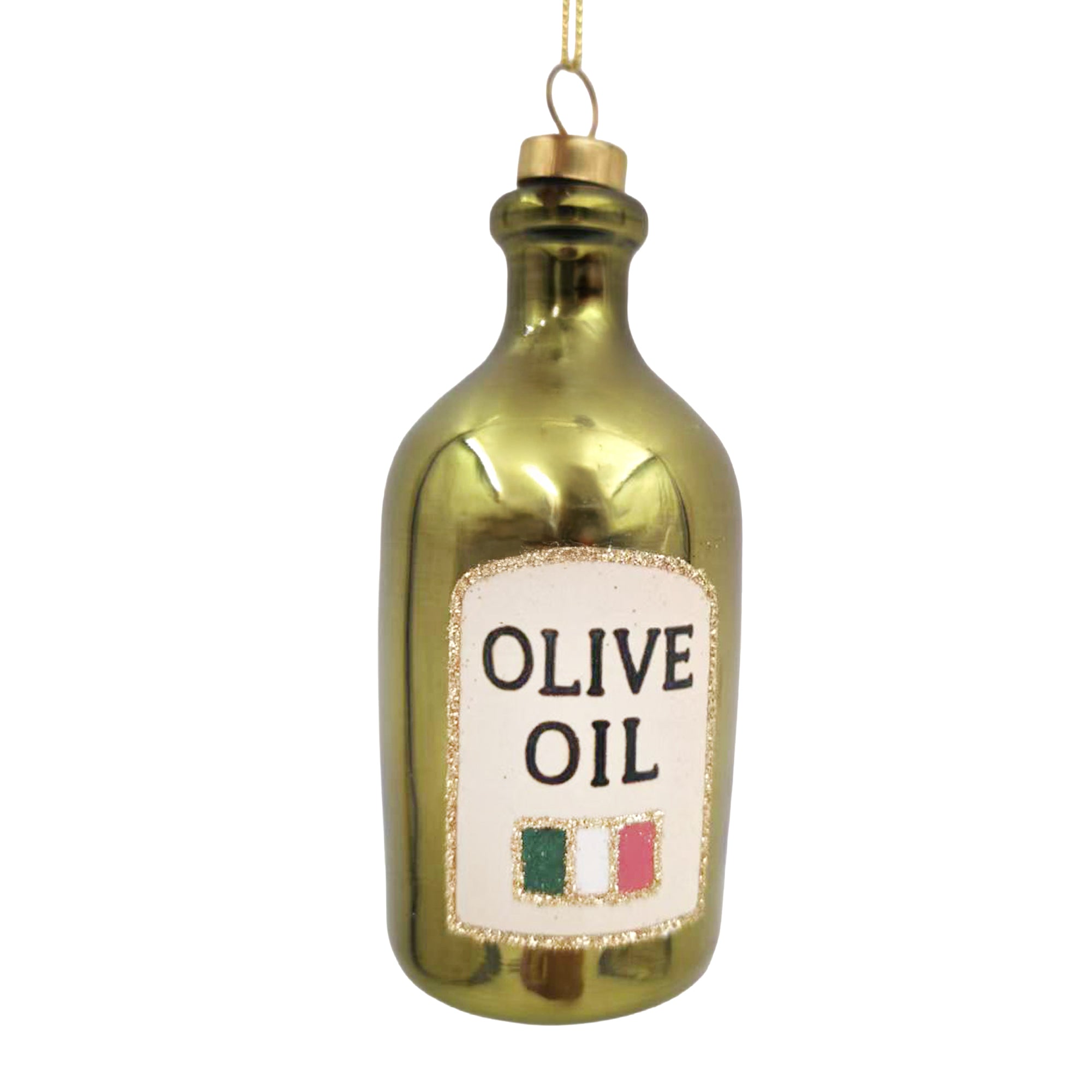 Olive Oil Bottle Glass Ornament