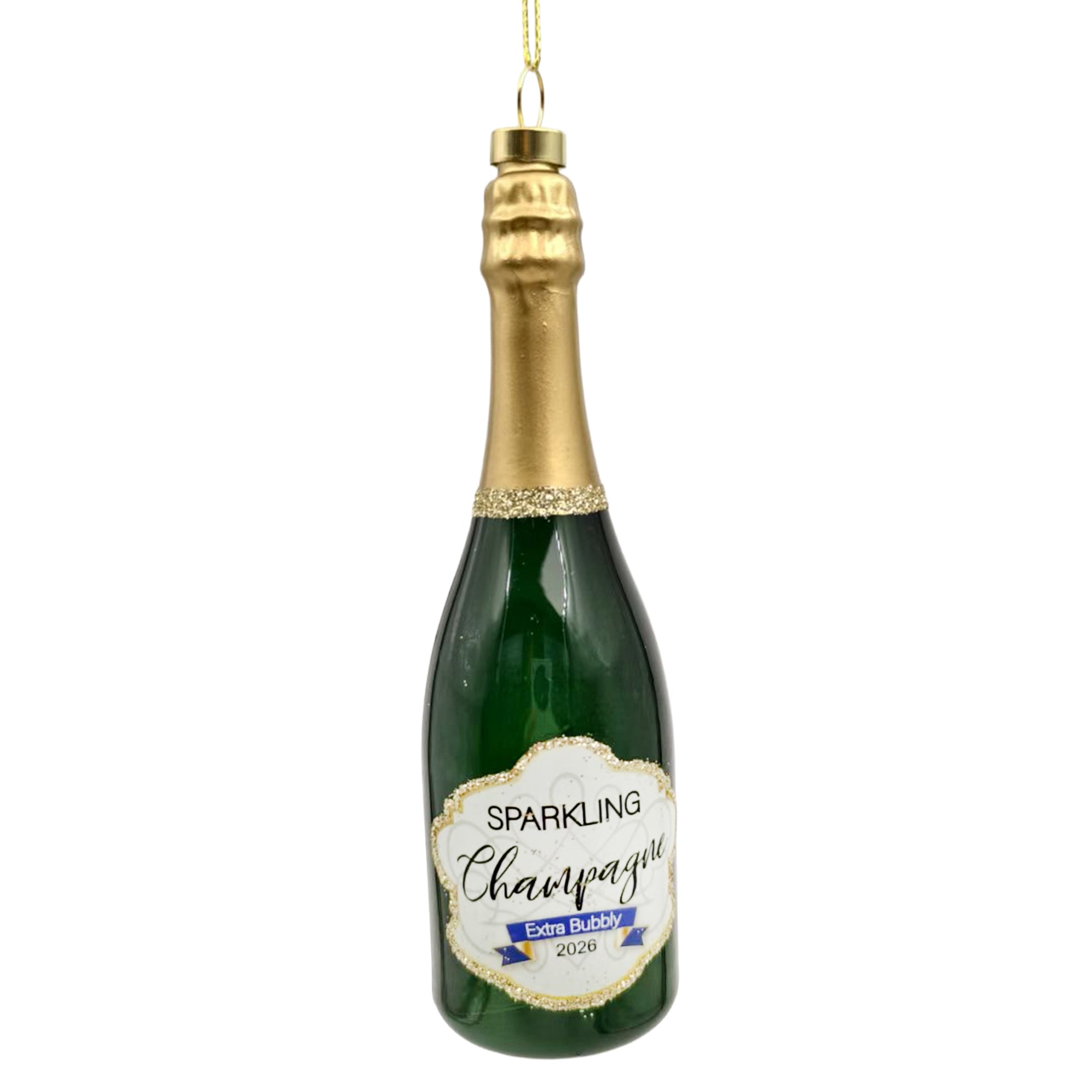 Champagne Bottle Glass Ornament