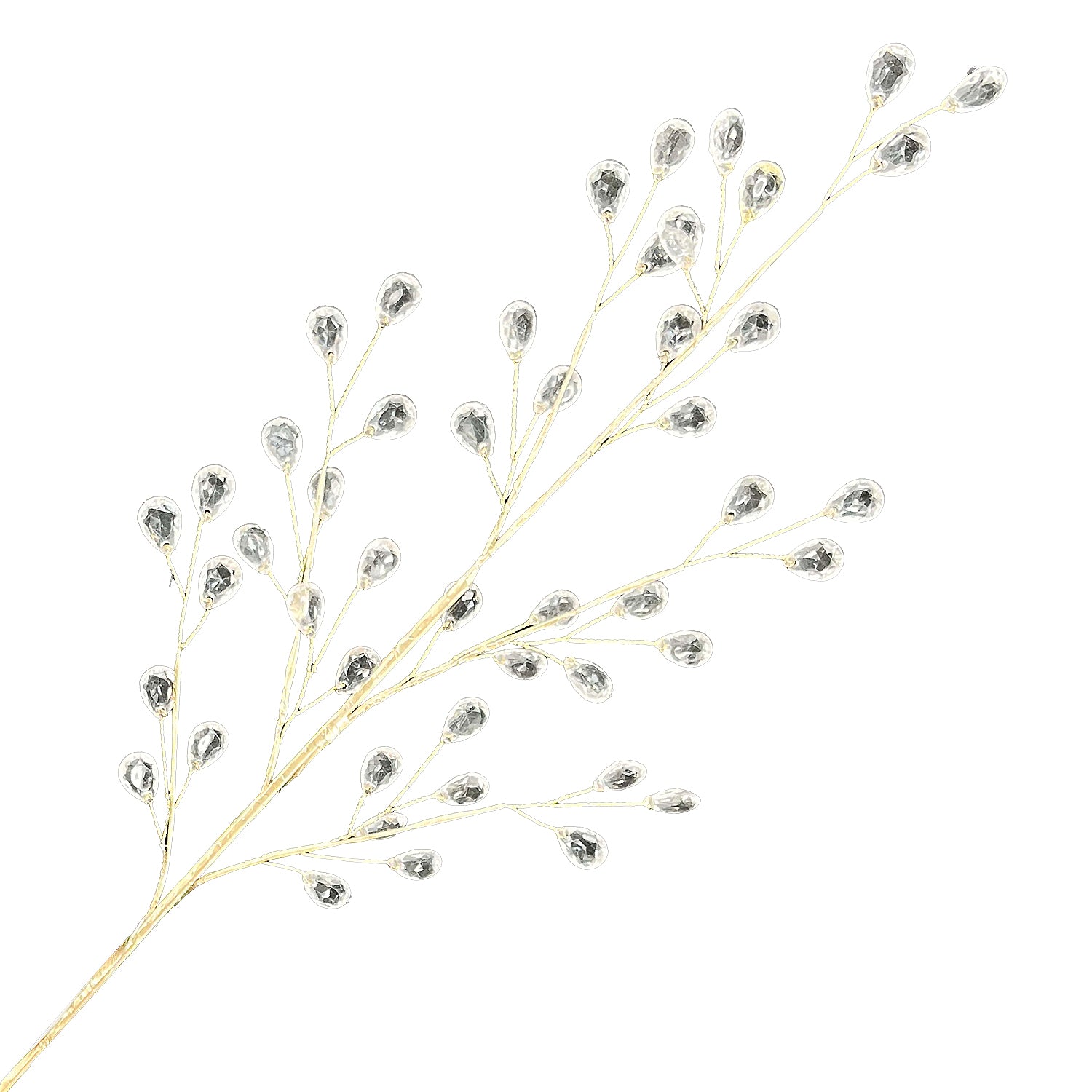 Clear Crystal Bead Spray with Gold Stem