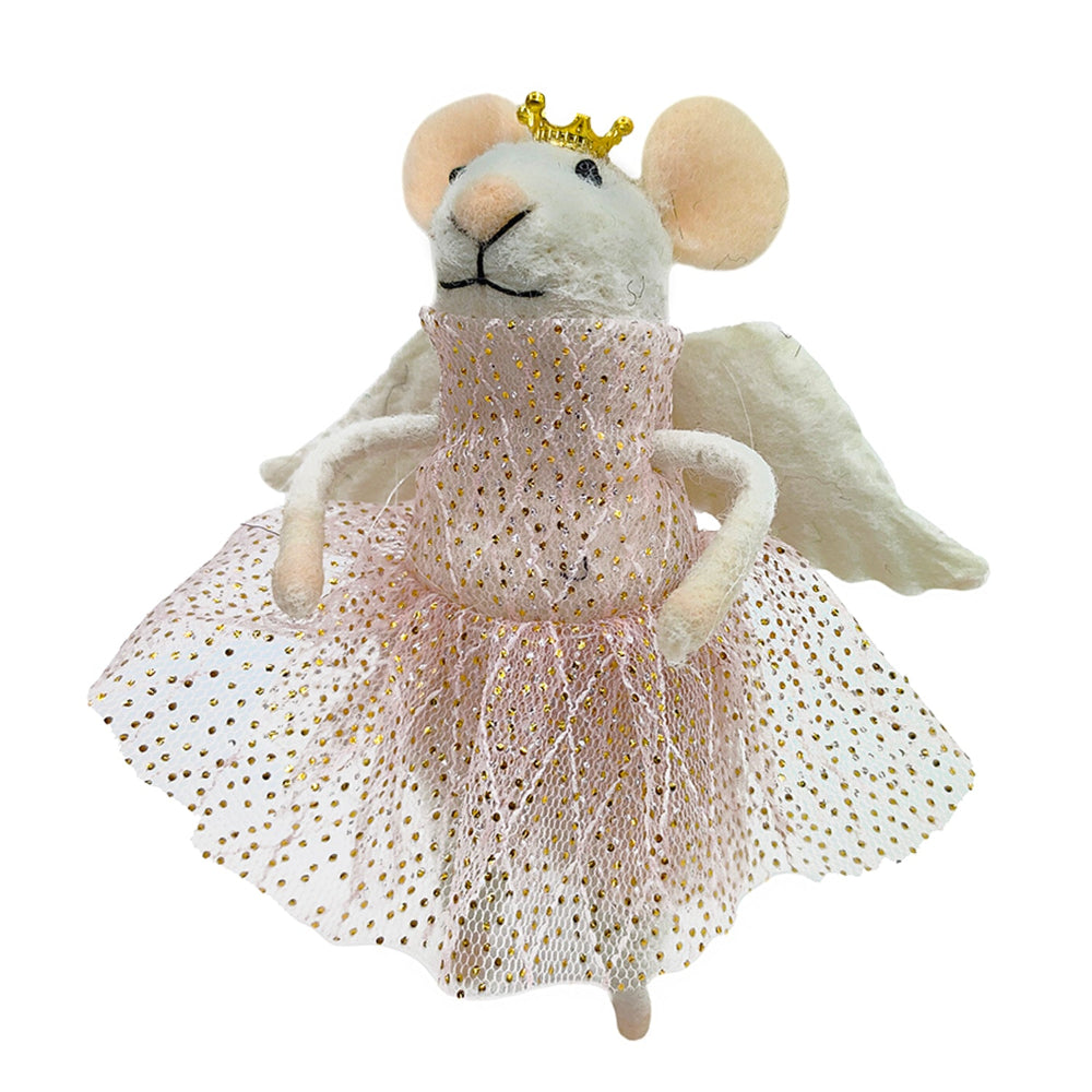 "Angel Annie" Felt Mouse Ornament | Putti Decorations