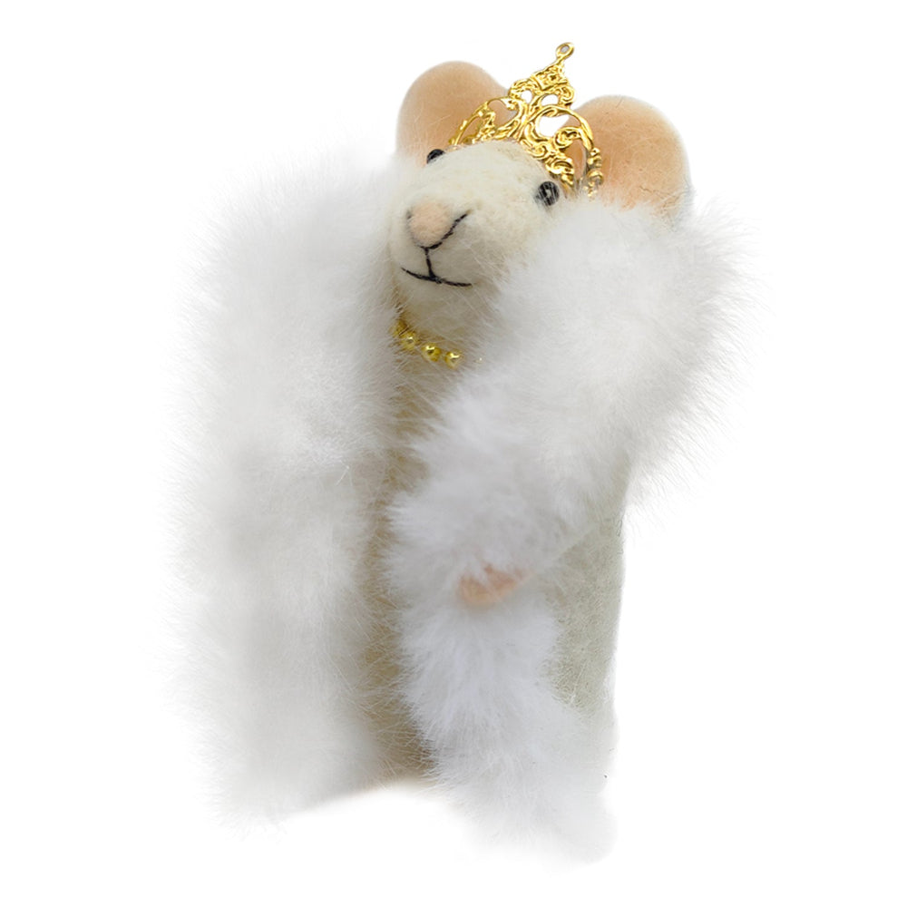 White "Princess Pricilla" Felt Mouse Ornament | Putti Decorations