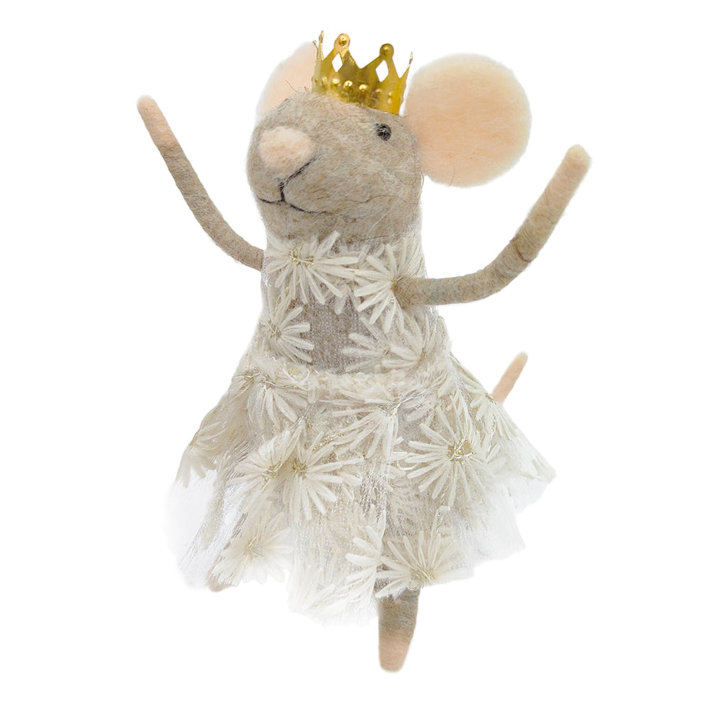 "Lacey Linda" Felt Mouse Ornament | Putti Decorations