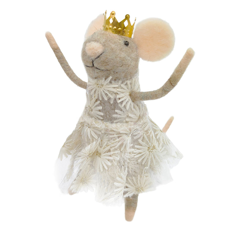 "Lacey Linda" Felt Mouse Ornament | Putti Decorations