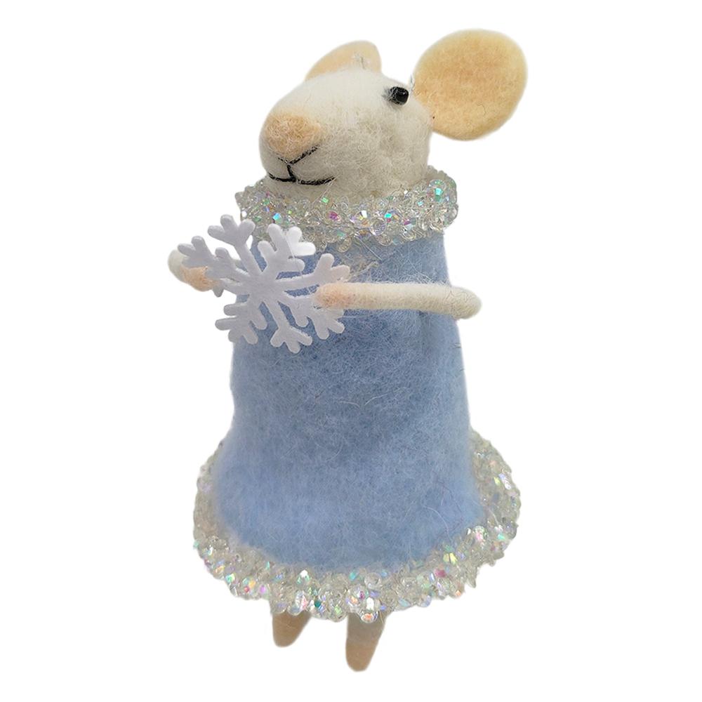 "Ice Blue Bella" Felt Mouse Ornament | Putti Christmas Decorations