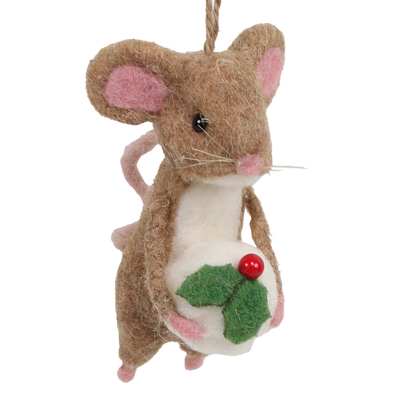 Mouse with Cake Felt Ornament