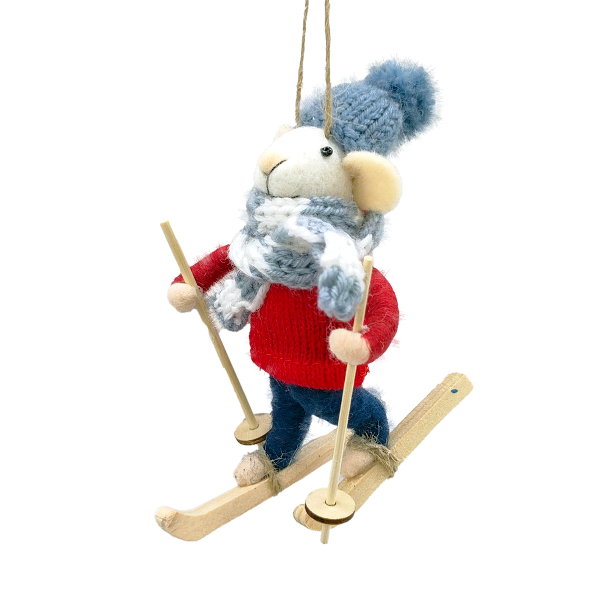 "Alpine Andy" Sking Felt Mouse Ornament
