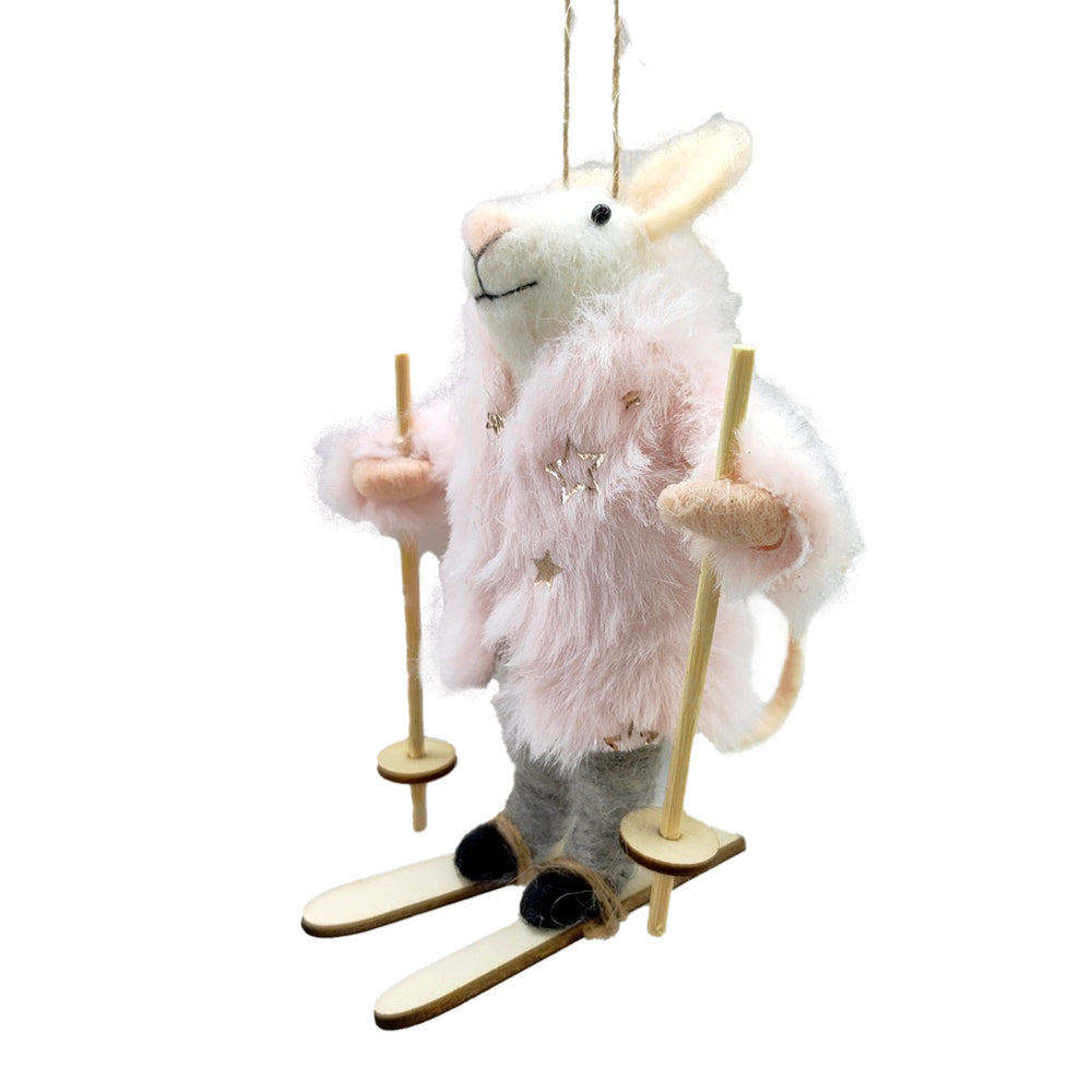 "Racer Rose" Sking Felt Mouse Ornament | Putti Christmas Decorations