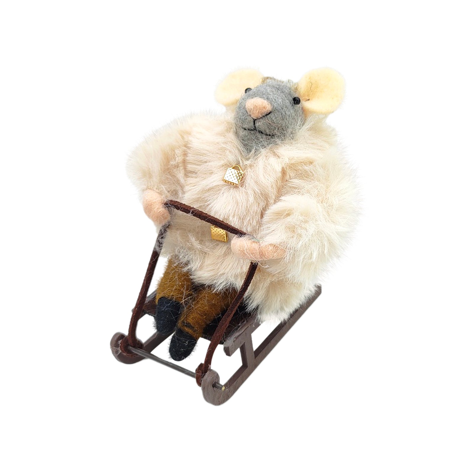 "Sleding Sally" Felt Mouse Ornament | Putti Christmas Decorations