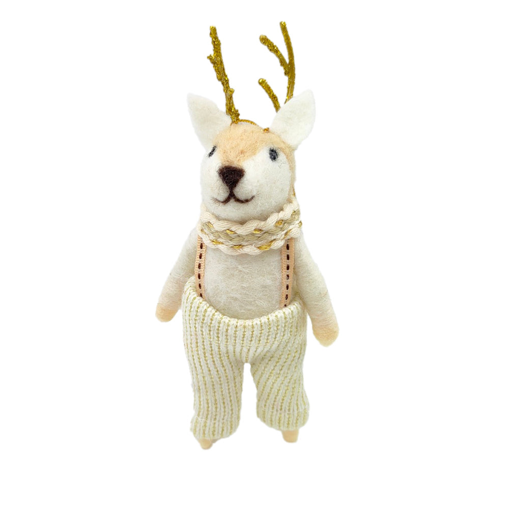 "Reindeer Ralph" Felt Mouse Ornament | Putti Christmas Decorations