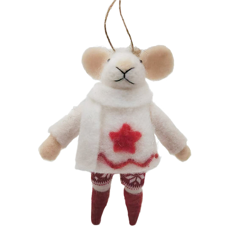 "Scandi Sven" Felt Mouse Ornament | Putti Christmas Decorations