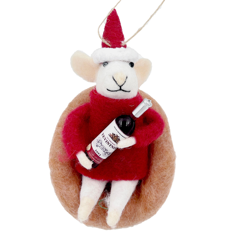 "Merlow Marvin" Felt Mouse Ornament | Putti Christmas Decorations