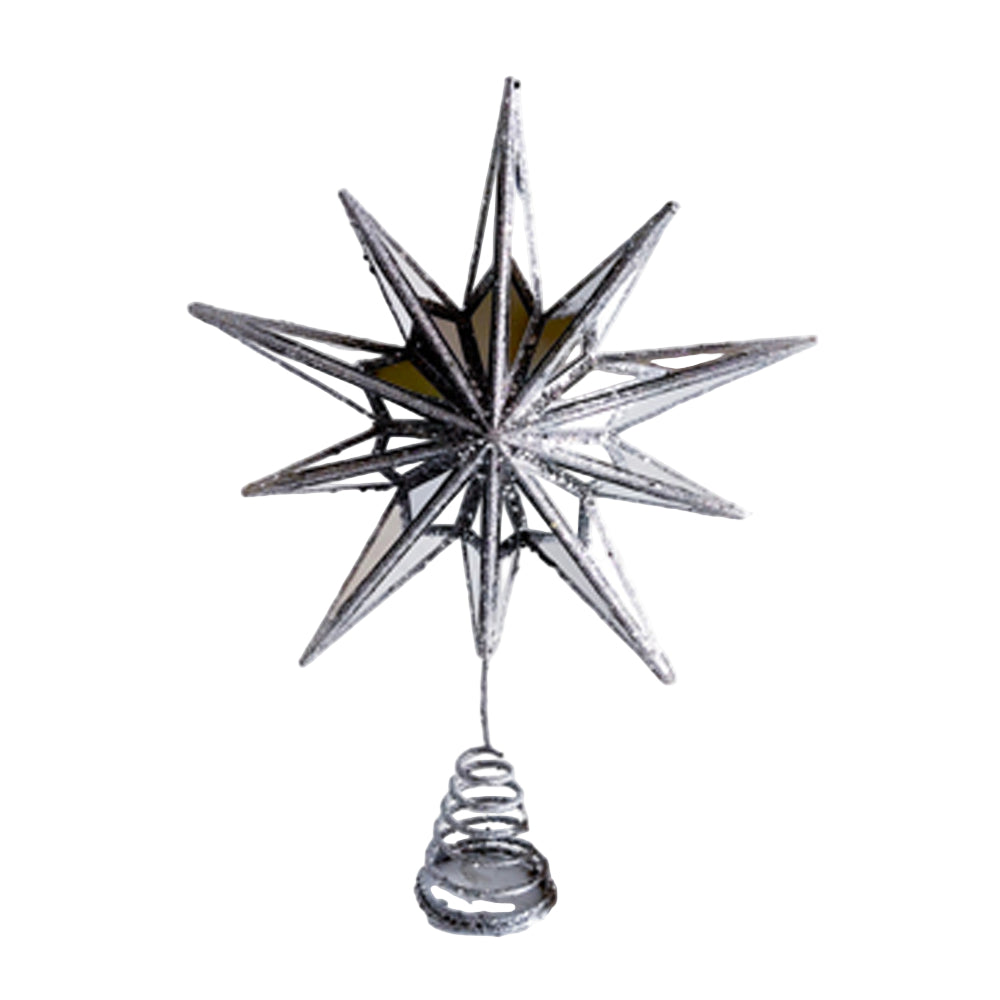 Silver Convex Mirror Star Tree Topper | Putti Christmas Canada