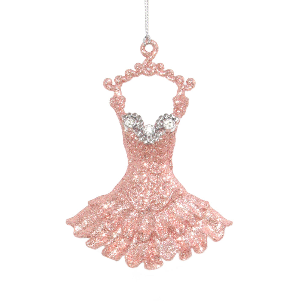 Rose Pink with Glitter Tutu Dress Ornament | Putti Christmas