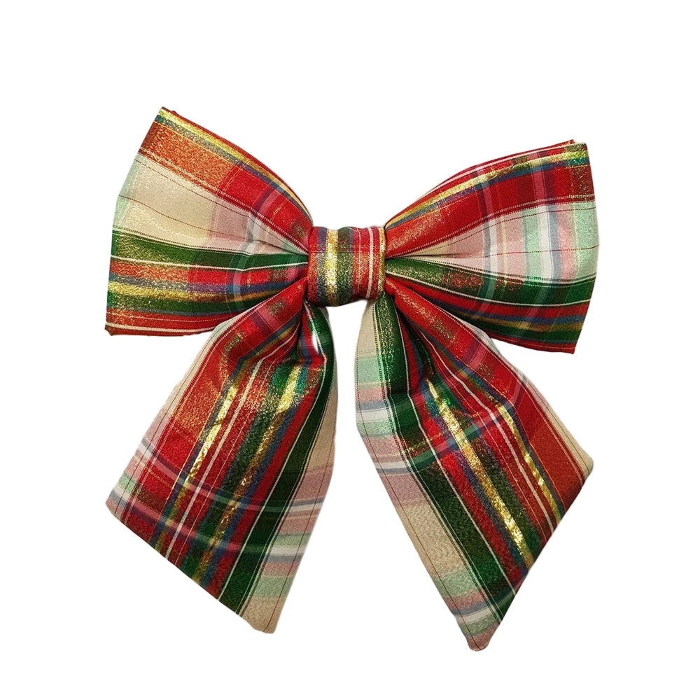 Red, Gold and Green Plaid Bow Decoration | Putti Christmas Decorations