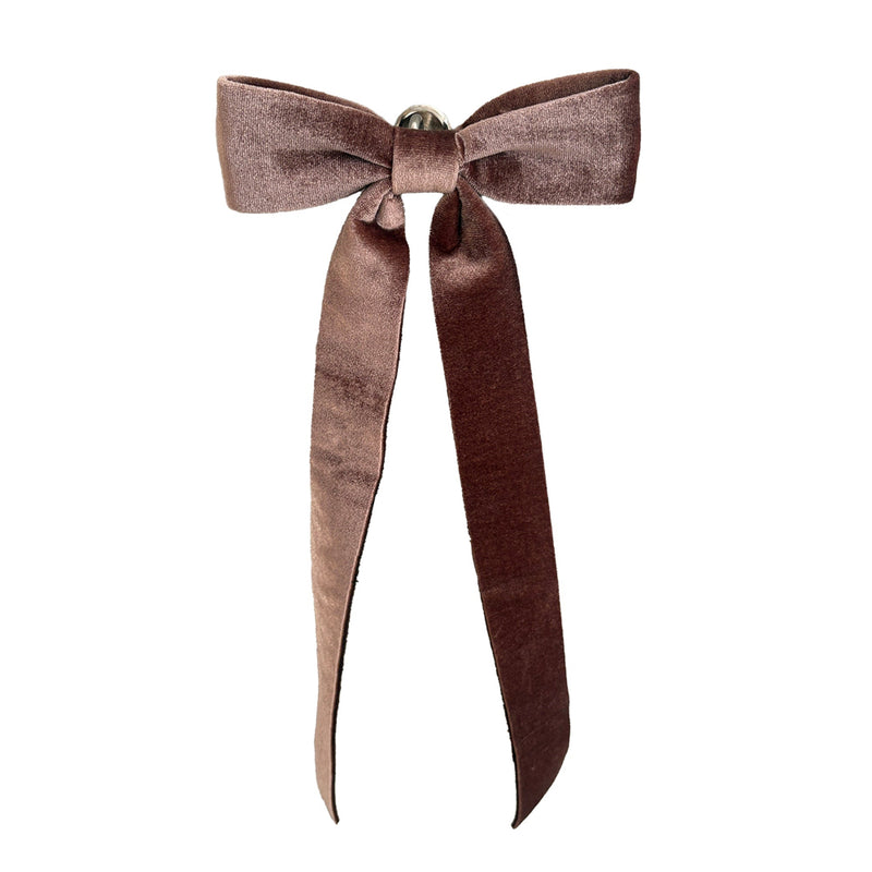Brown Velvet Bow with Clip | Putti Christmas Decorations