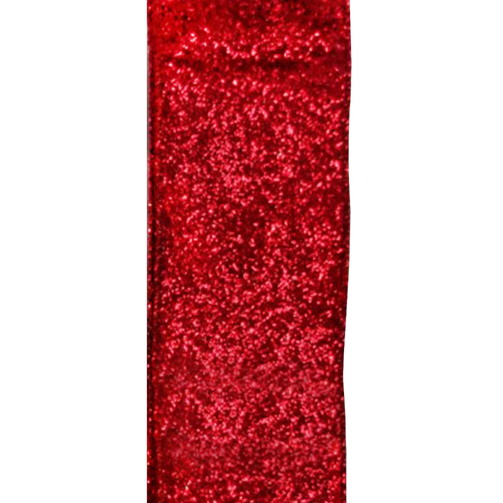 Red Glitter Wired Ribbon | Putti Christmas Decorating