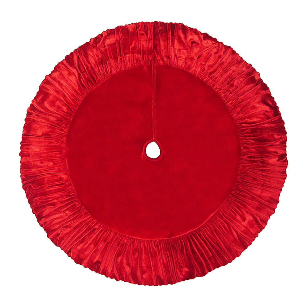 Red Velvet Tree Skirt with Ruched Border | Putti Christmas Canada
