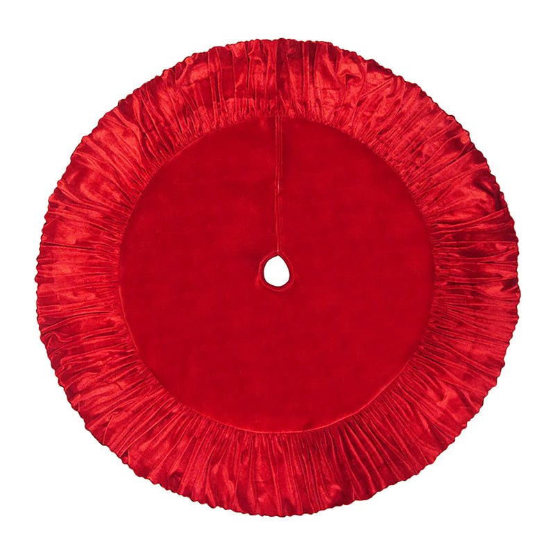 Red Velvet Tree Skirt with Ruched Border | Putti Christmas Canada