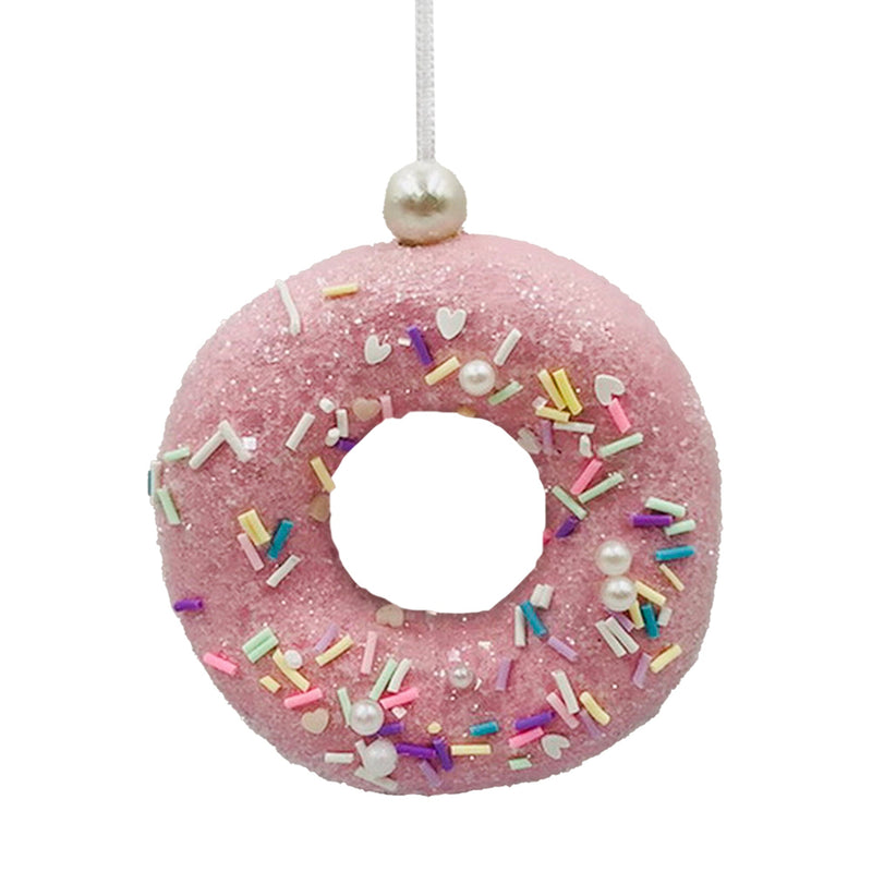 Pink with Rainbow Sprinkles Donut Ornament  | Putti Christmas Decorations