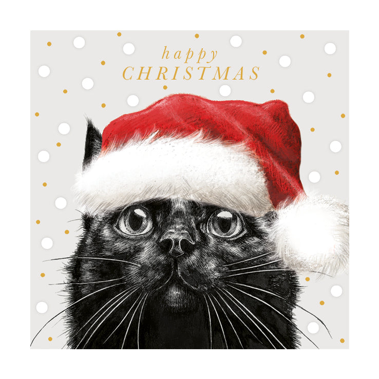 Black Cat "Happy Christmas" Pack Christmas Cards