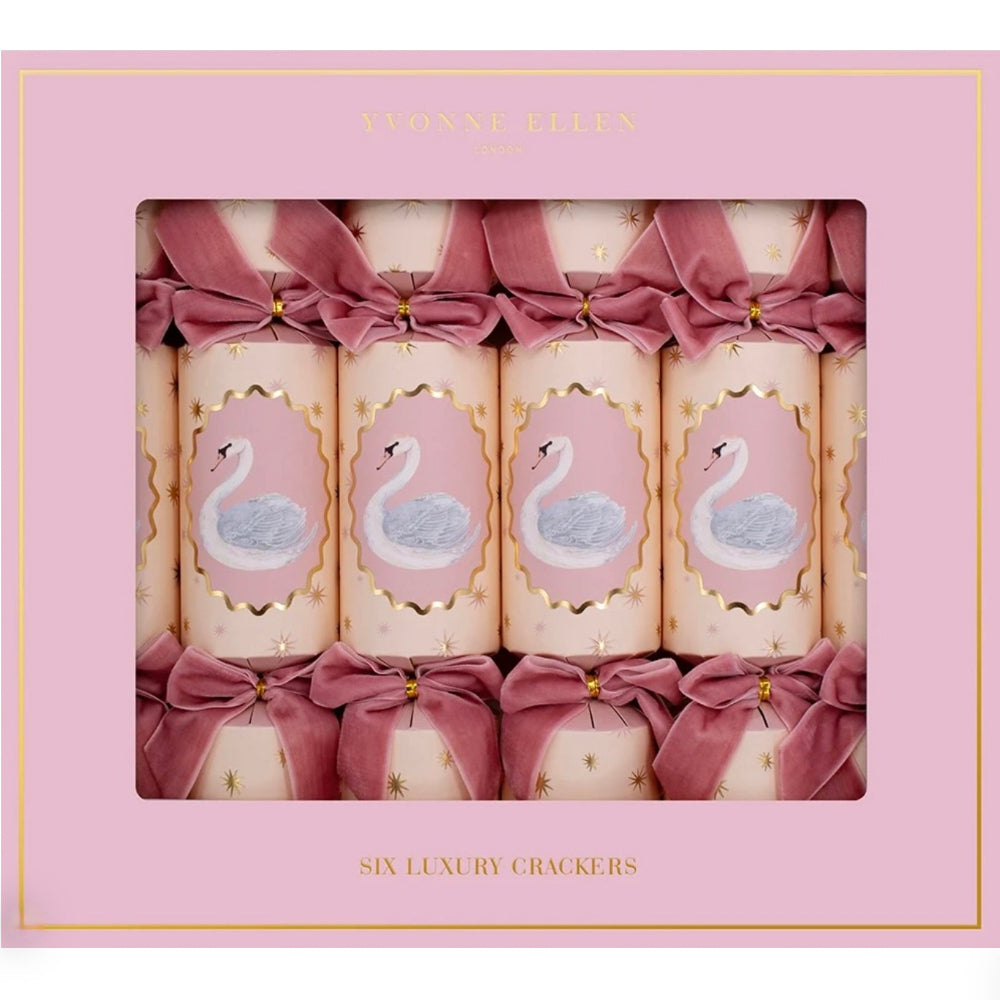 Yvonne Ellen Pink Swan 13" Crackers | Putti Christmas Decorations