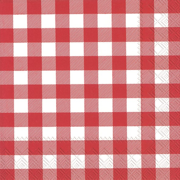 Red and White Check Paper Cocktail Napkins