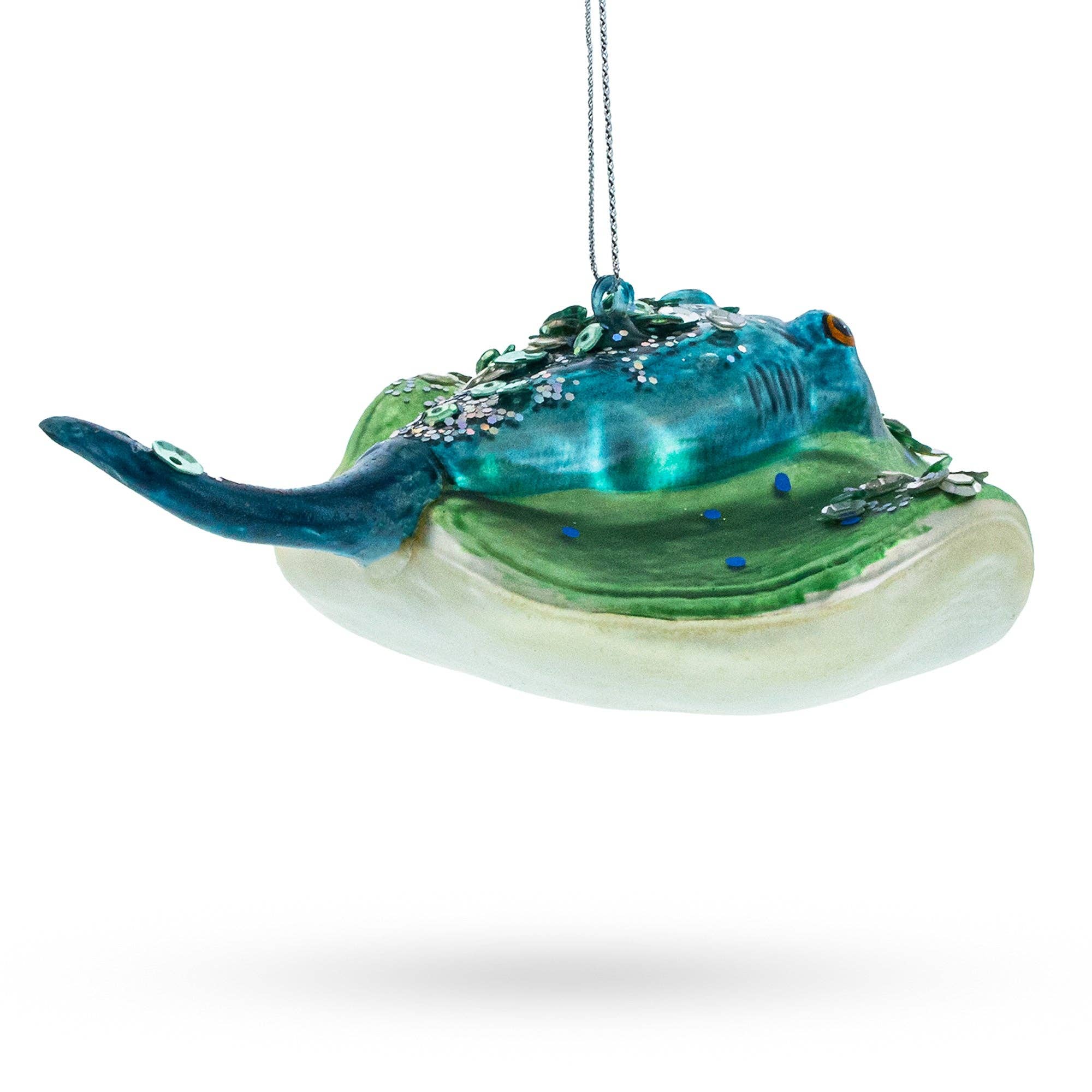 Jeweled Blue Stingray Glass Ornament