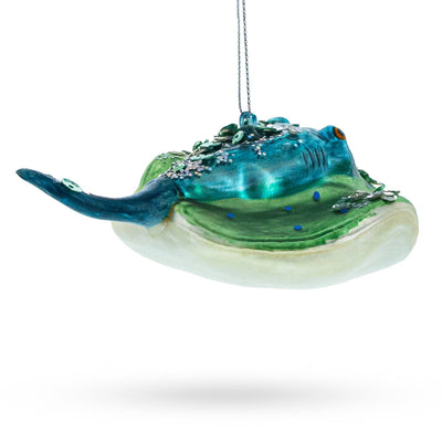 Jeweled Blue Stingray Glass Ornament