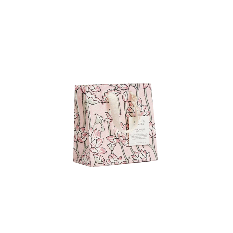 Hand Block Printed Gift Bags Pink Earth - Small