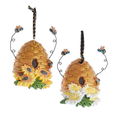 Kurt Adler Resin Bee Hive with Flowers