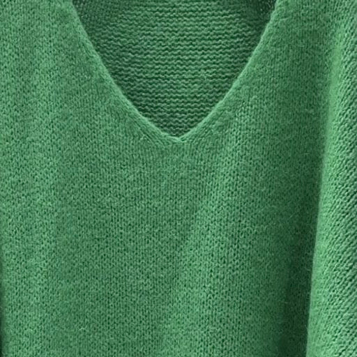 Mohair Blend V-Neck Sweater - Kelly Green