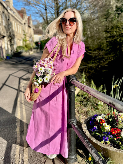 Rosehip Design Kate Linen Dress - Lilac
