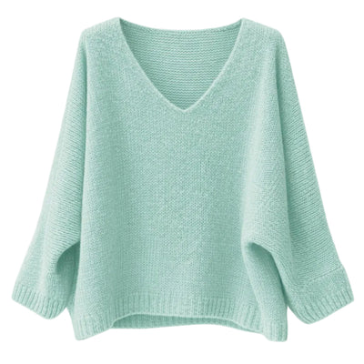 Mohair Blend V-Neck Sweater - Soft Aqua - Putti Fine Furnishings