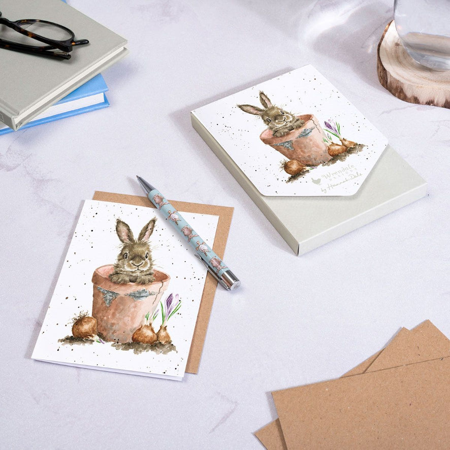 Wrendale "The Flower Pot" Rabbit Note Card Pack | Putti Fine Furnishings