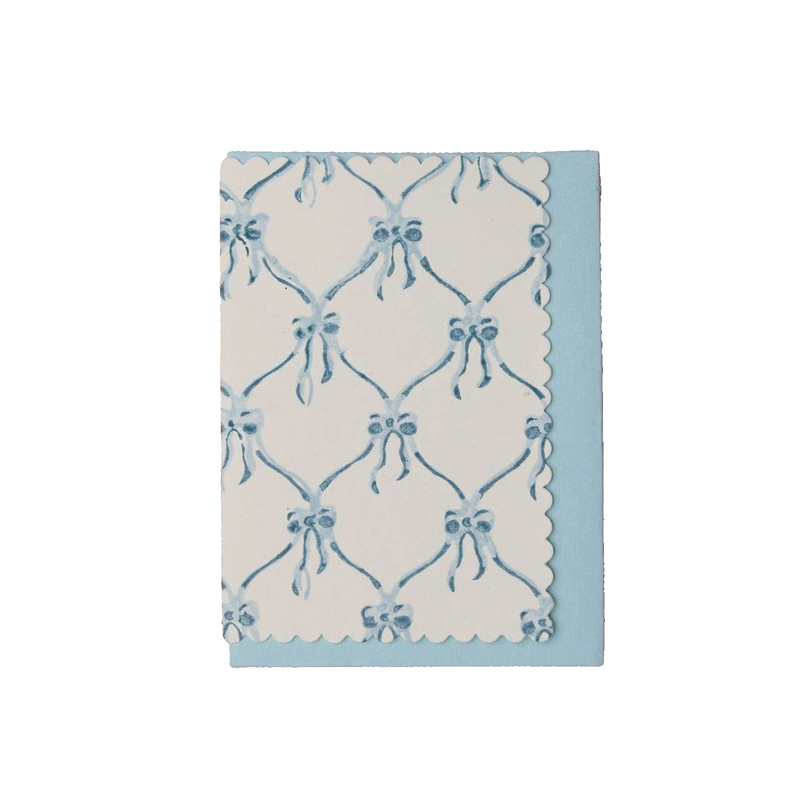 Hand Block Printed Greeting Card - Blue Bows Alaska