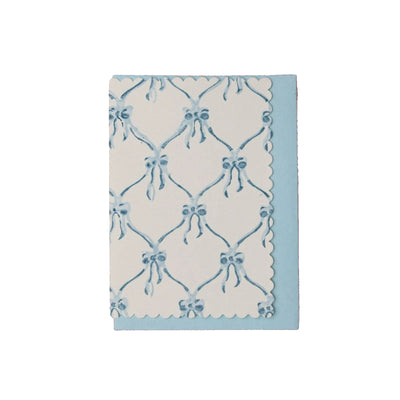 Hand Block Printed Greeting Card - Blue Bows Alaska