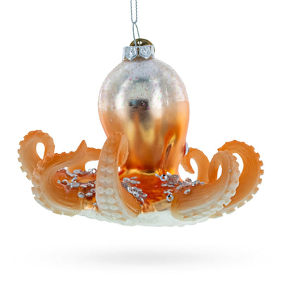 Orange Octopus Glass Ornament
