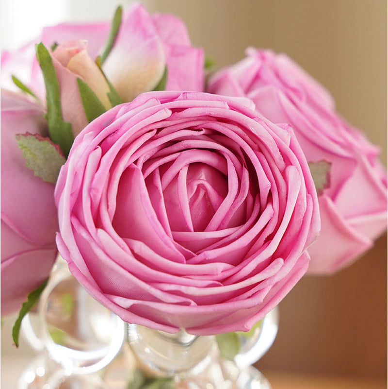 Real Touch Rose Bouquet - Begonia Pink