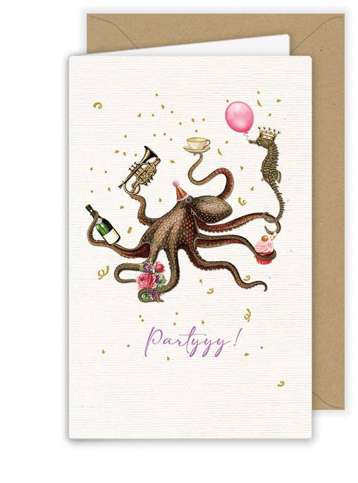 "Partyyy!" Octopus Greeting Card