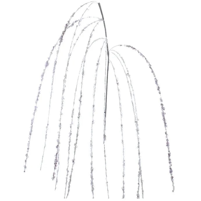 White Sequined Sparkle Hanging Spray