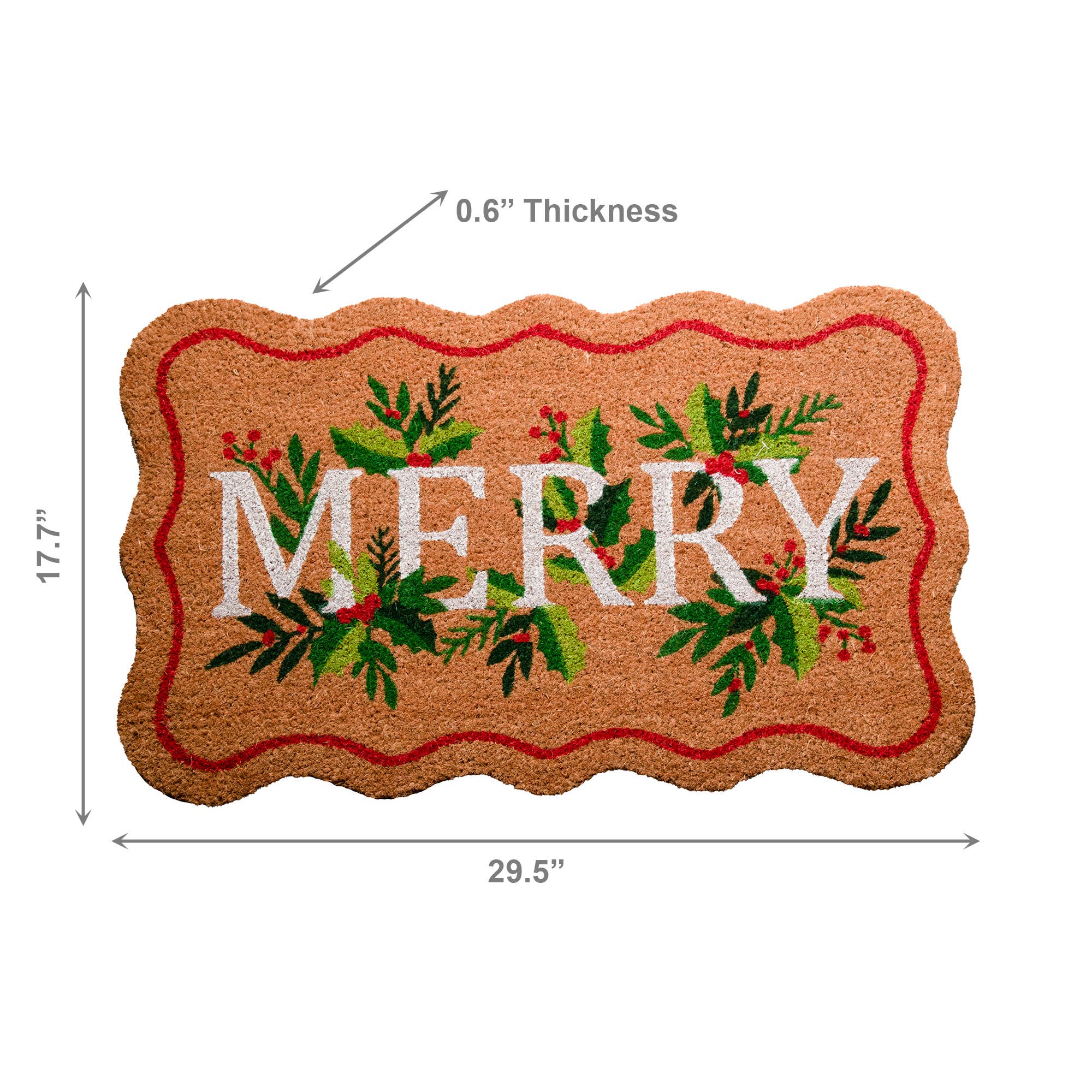 "Merry" Scalloped Christmas Doormat