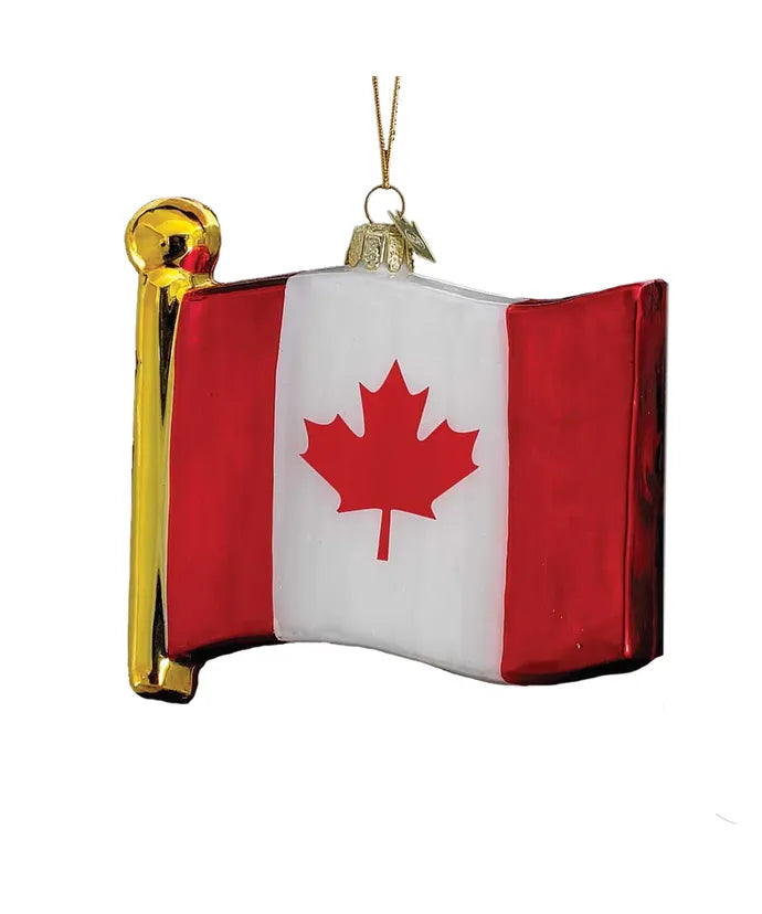 Canadian Flag Glass Ornament
