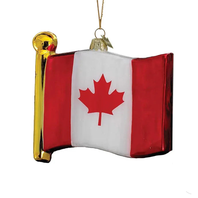 Canadian Flag Glass Ornament