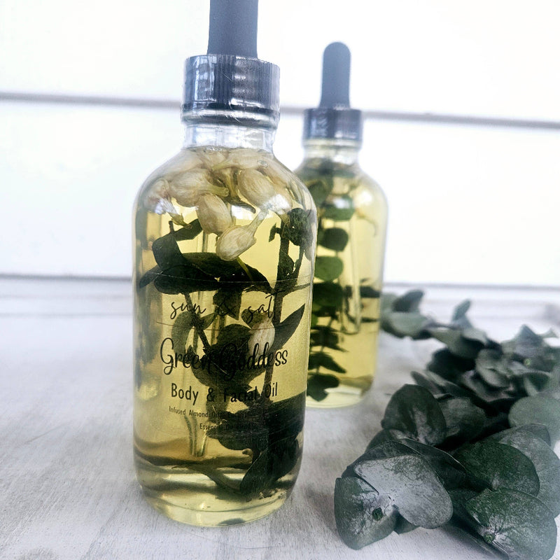 Body and Face Infused Almond Oil - Green Goddess