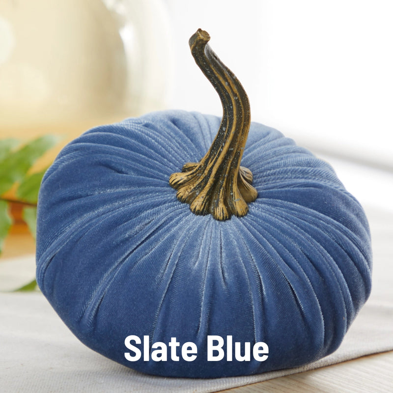 Large Velvet Pumpkin - Slate Blue