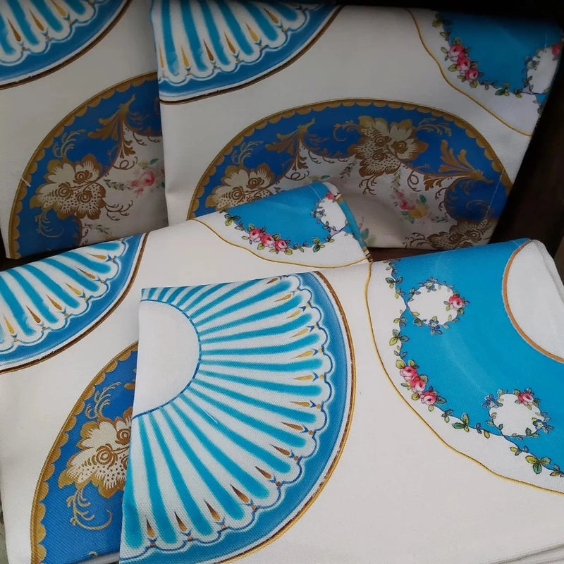 Antique Turquoise English Porcelain Tea Towel