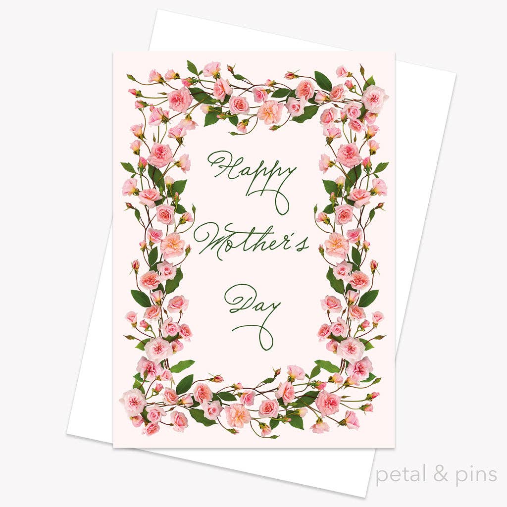 petal & pins - Mother's Day Pink Roses - Floral Greeting Card