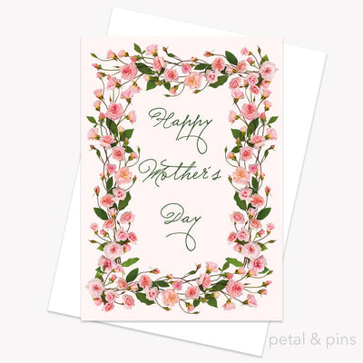 petal & pins - Mother's Day Pink Roses - Floral Greeting Card
