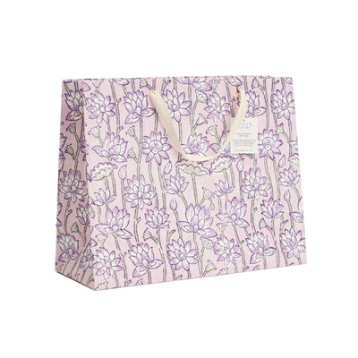 Hand Block Printed Gift Bag Lavender - Large