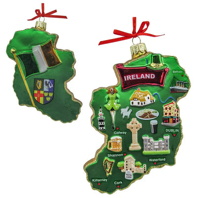 Ireland Map Glass Ornament | Putti Christmas Decorations